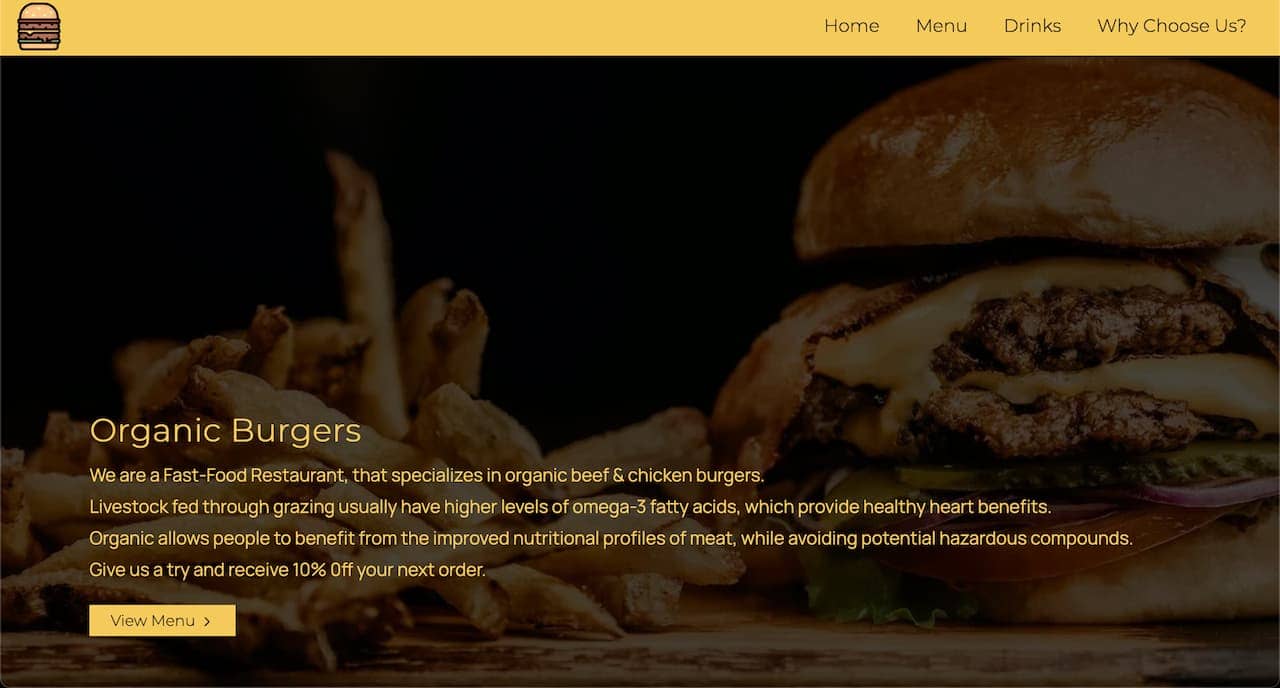 fastfood landing page screenshot