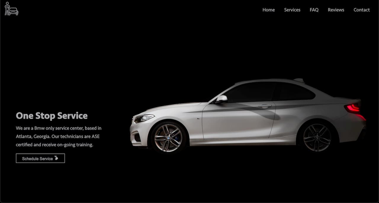 bmw landing page screenshot